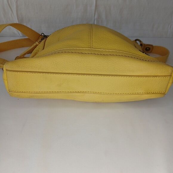 The Sak Leather Crossbody Purse Shoulder Bag Handbag Yellow Adjustable Strap - Picture 7 of 16